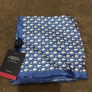 Blue elephant print pocket square